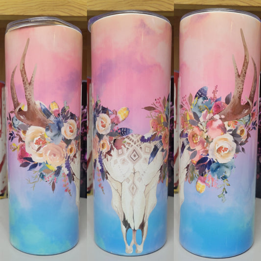 Watercolor Deer Skull Tumbler